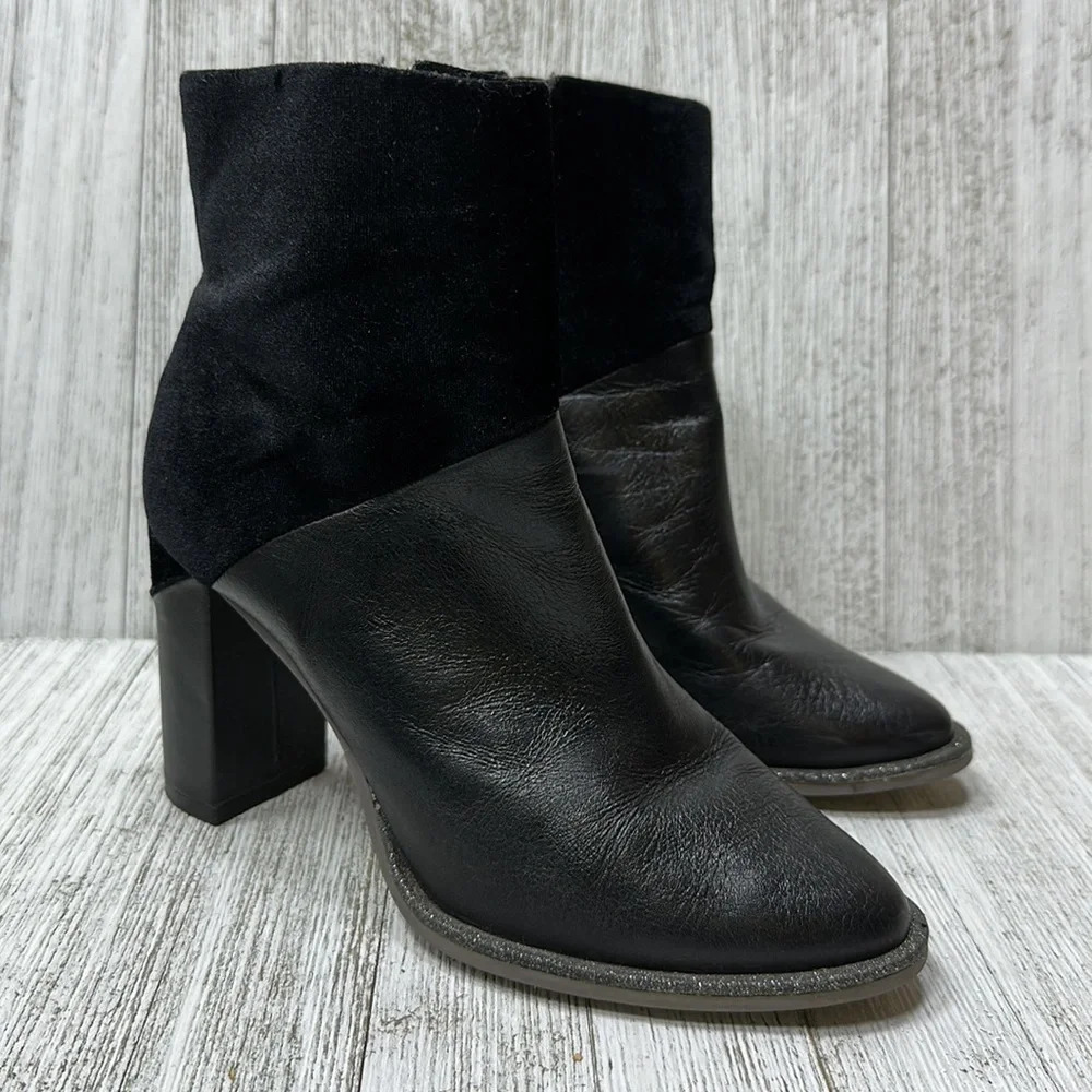 TED BAKER Leather/Suede Block Heel Booties